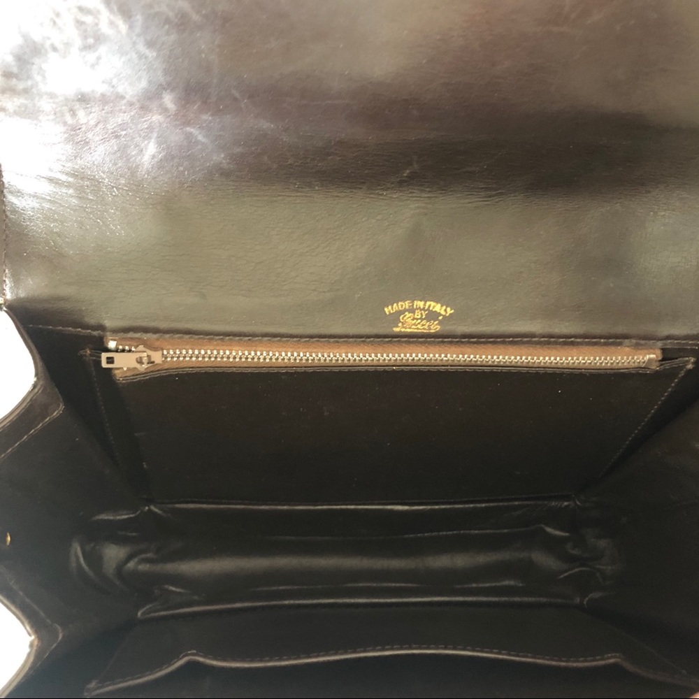 Gucci 1970s RARE Vintage GG Leather Suede Monogram East West Shoulder Bag - Picture 8 of 8